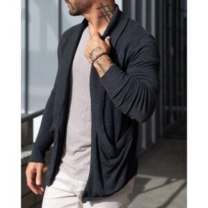 NEW Weston Jon Boucher Men Navy Blue Open Hemingway Lightweight Slim Cardigan XL